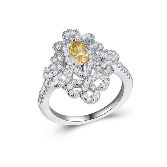 925 Silver Ring Marquise Cut Citrine New - Picture 4 of 7